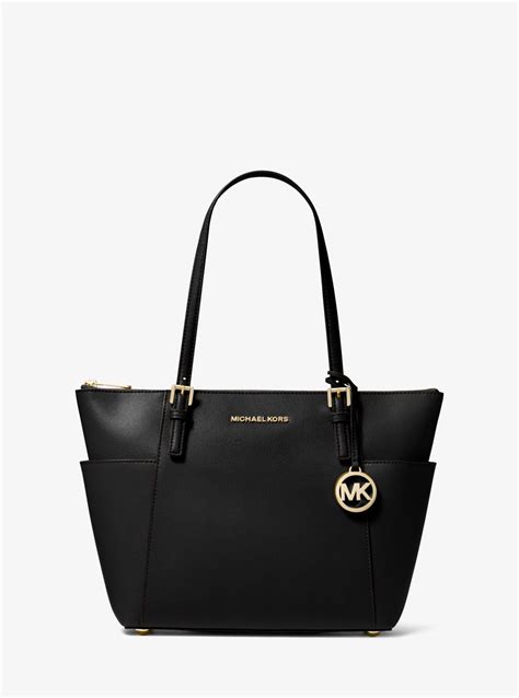 michael kors jet set logo tote black|michael kors ew tz tote.